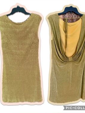 BCBGMaxAzria Metallic Gold Mini Shift Dress